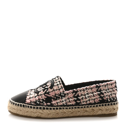 Chanel Tweed Lambskin CC Espadrilles 39 Pink Black 1 of 8
