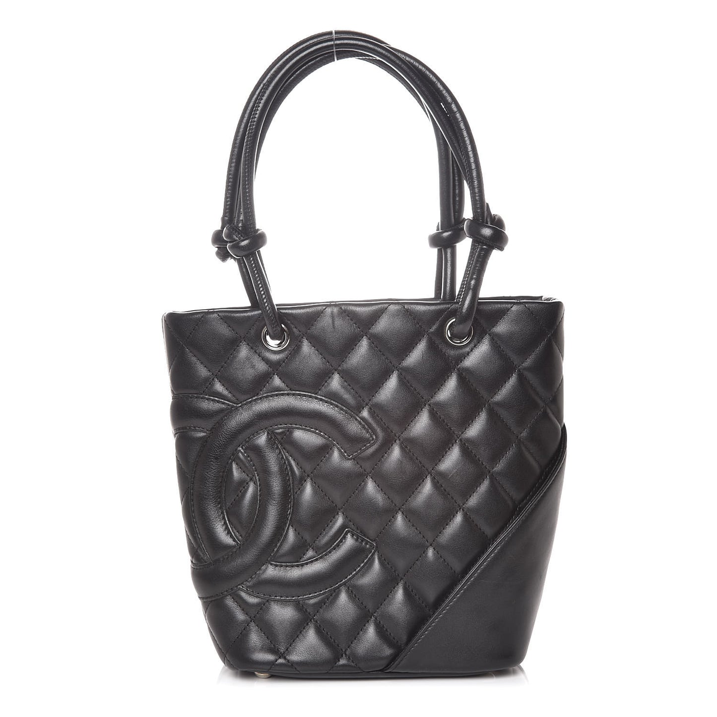 Calfskin Quilted Small Cambon Tote Black