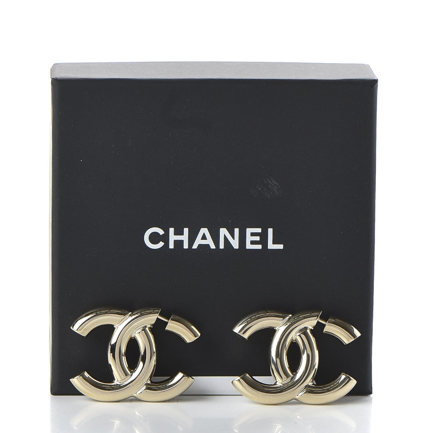 Metal Large CC Earrings Light Gold