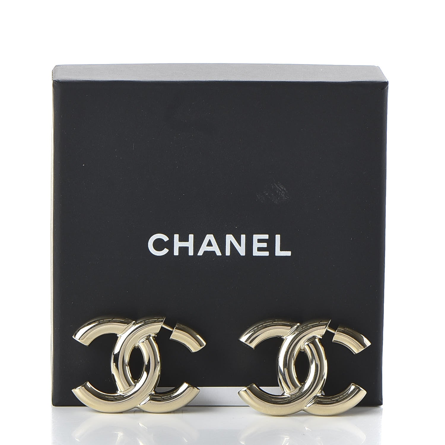 Chanel Metal Large CC Earrings Light Gold 5 of 5