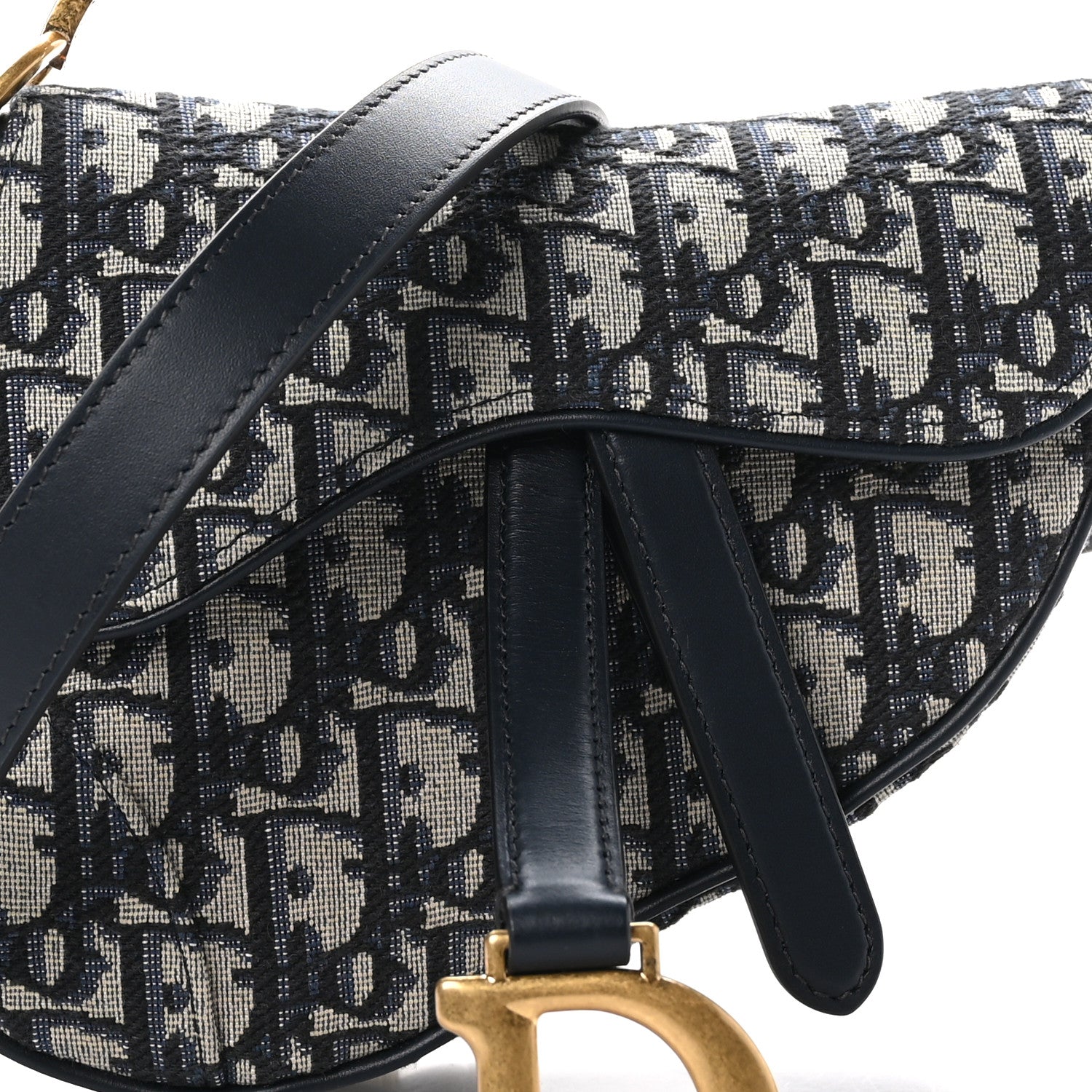 Christian Dior Oblique Mini Saddle Bag With Strap Blue 8 of 10