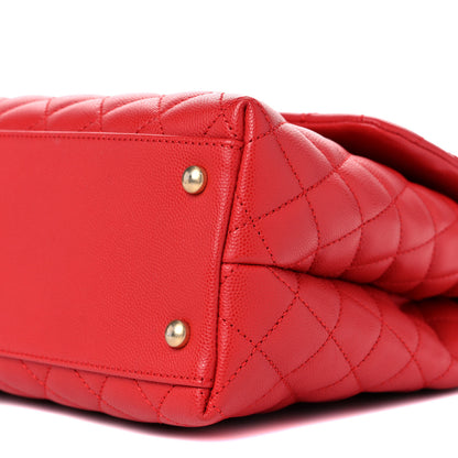 Chanel Caviar Quilted Medium Coco Handle Flap Red 9 of 10
