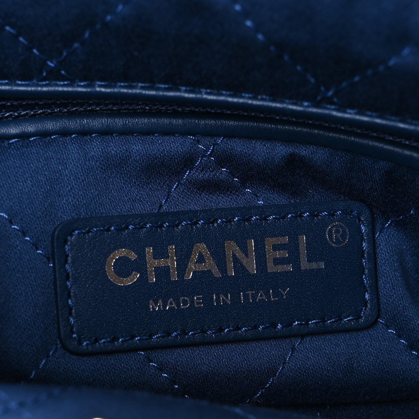 Washed Denim Quilted Studded Small Chanel 22 Blue