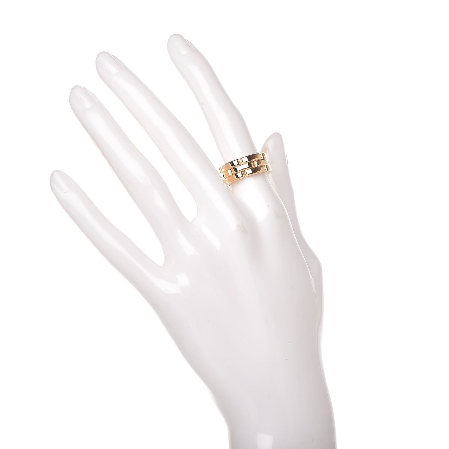 18K Yellow Gold Maillon Panthere 3 Rows Ring 50 5.25
