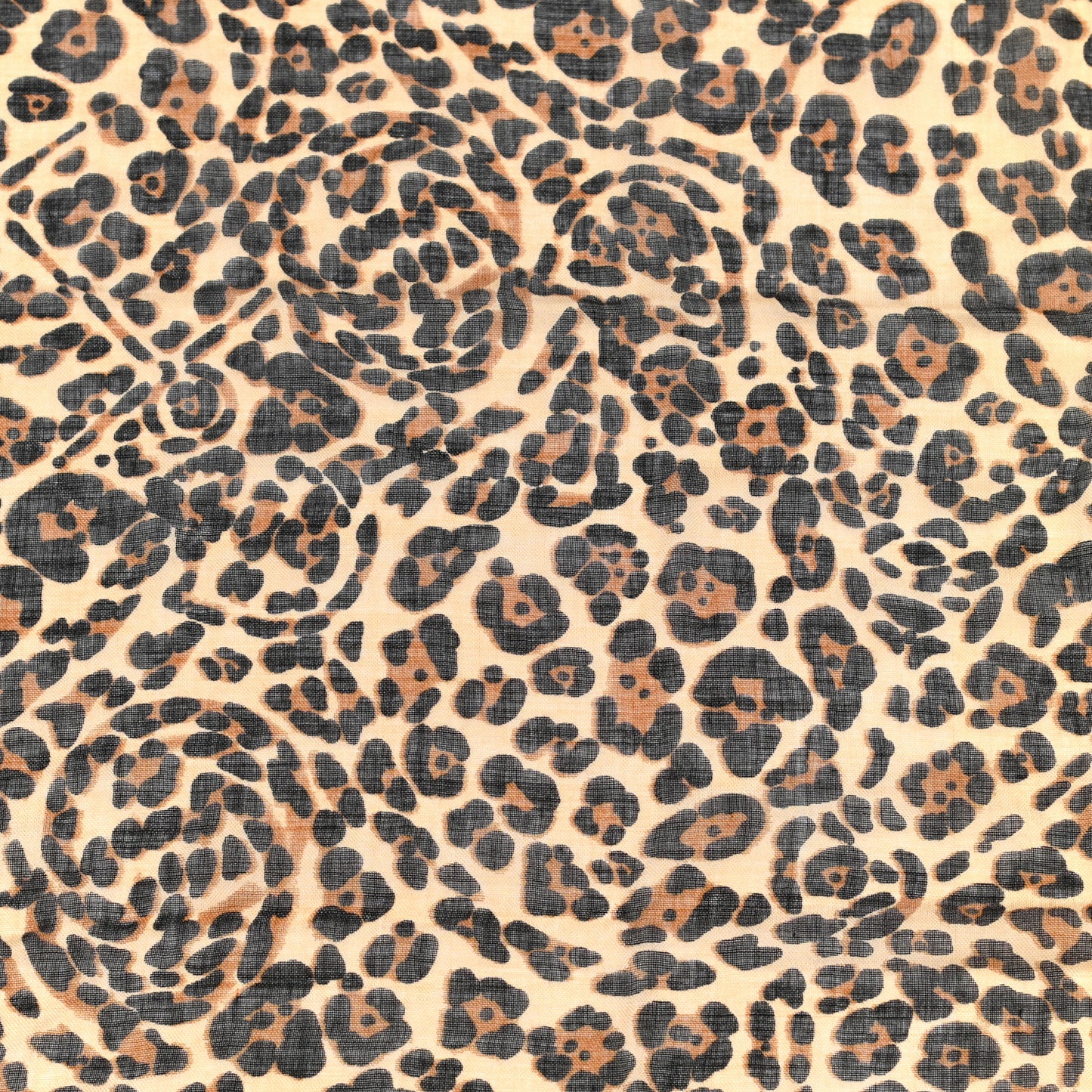 Silk Cashmere Wool Leopard Scarf Black