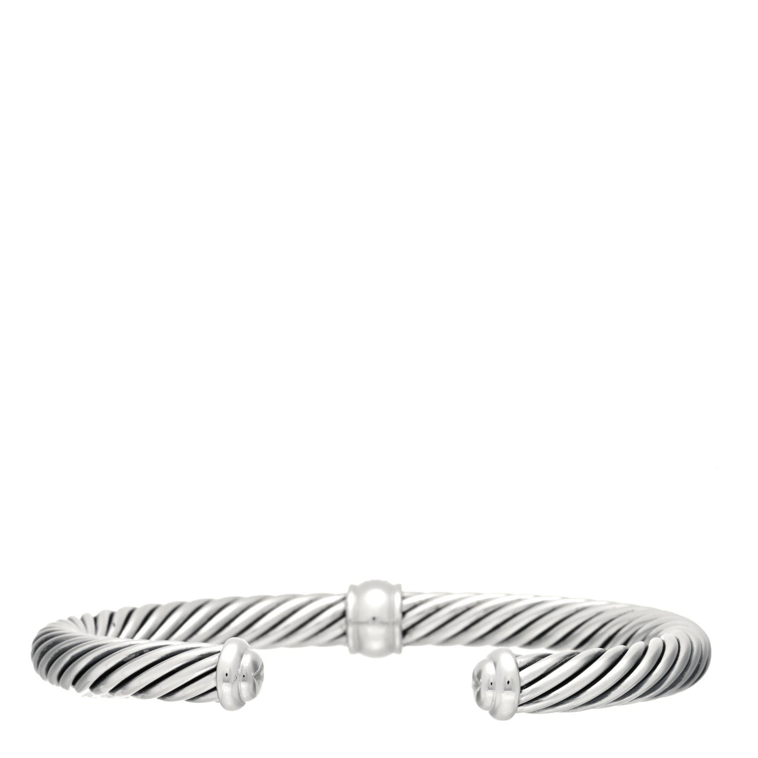 David Yurman Sterling Silver Diamond 7mm Cable Classics Station Bracelet 2 of 4