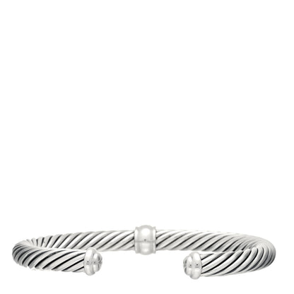 David Yurman Sterling Silver Diamond 7mm Cable Classics Station Bracelet 2 of 4