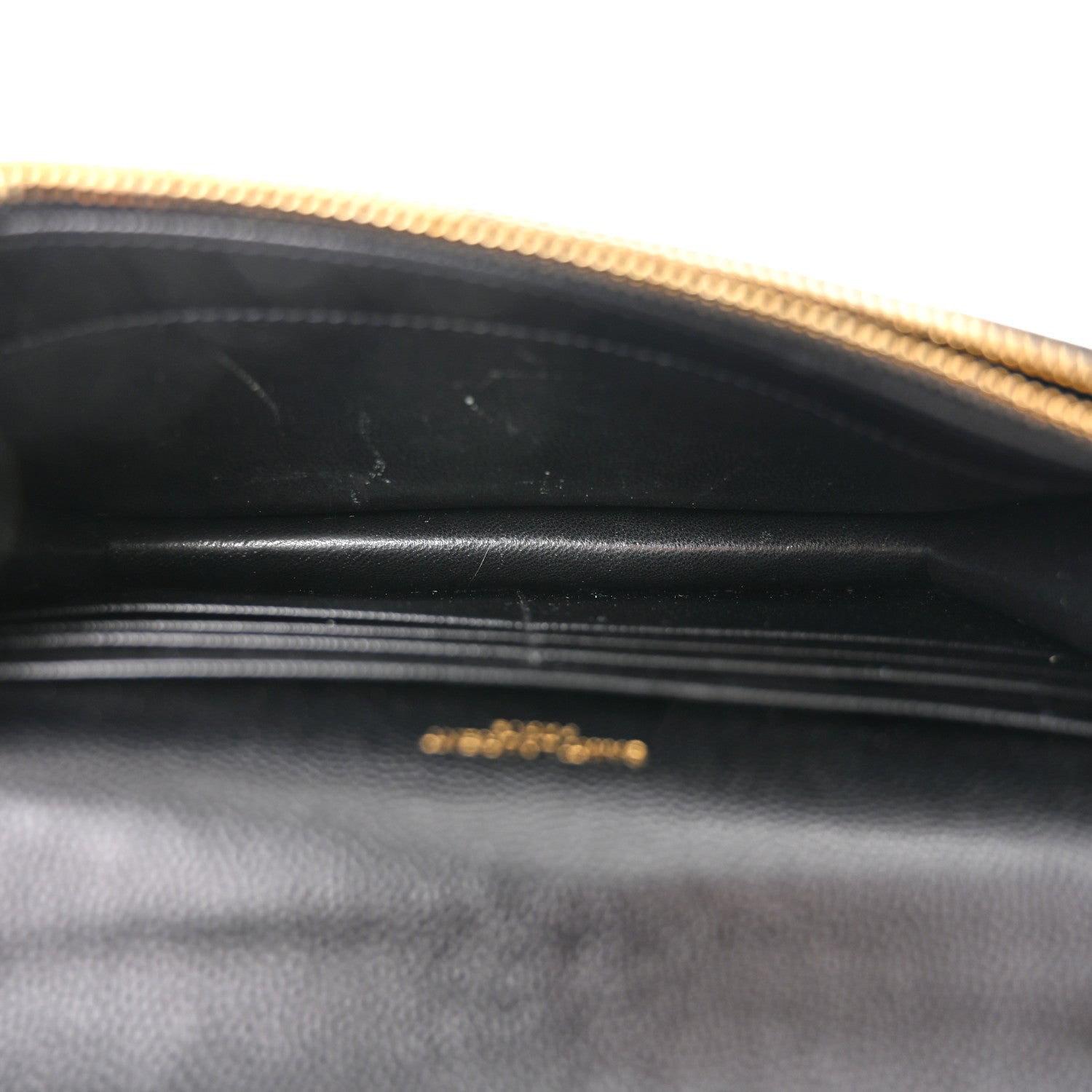 Saint Laurent Grain De Poudre Matelasse Chevron Monogram Envelope Chain Wallet Black 5 of 10