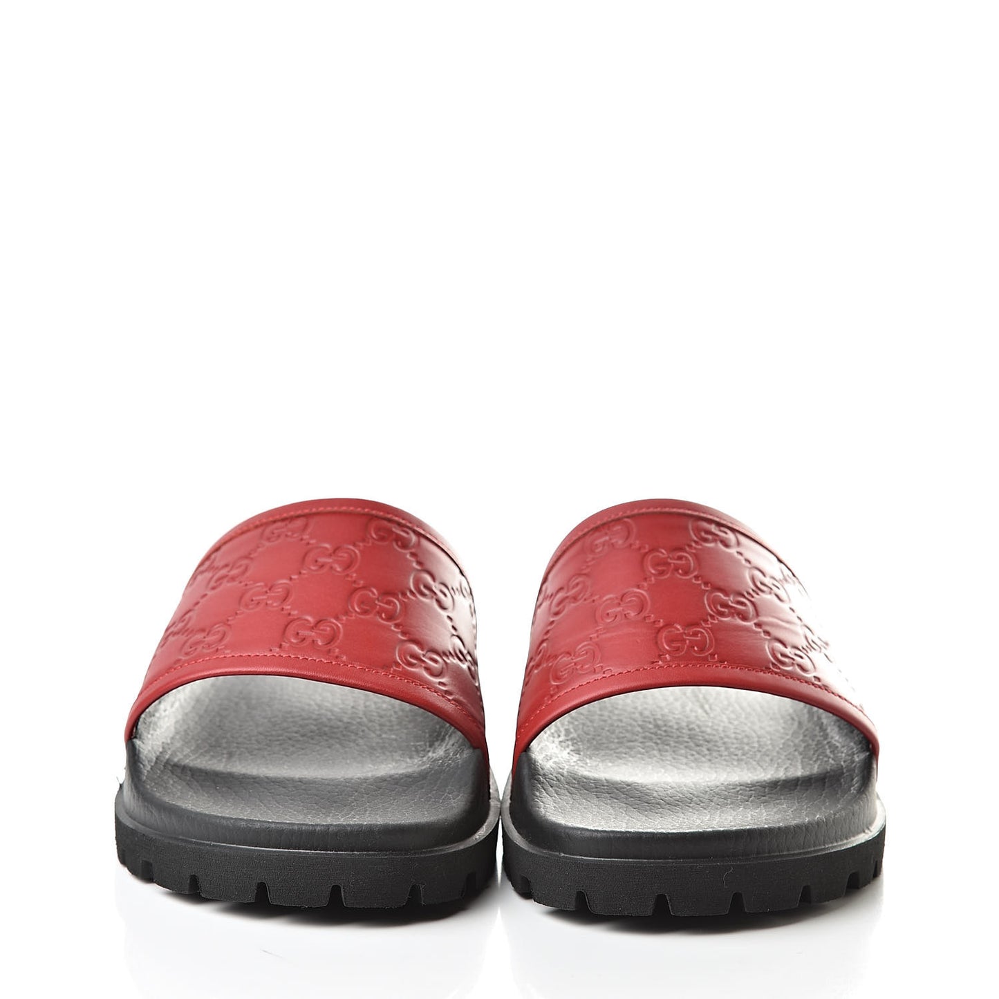 Guccissima Signature Mens Lug Sole Slide Sandals 9 Hibiscus Red