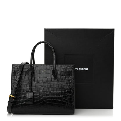 Saint Laurent Calfskin Crocodile Embossed Baby Sac De Jour Black 14 of 14