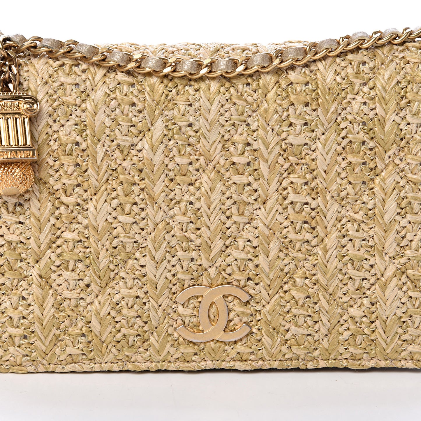 Woven Straw Braided Ancient Greek Wallet On Chain WOC Beige