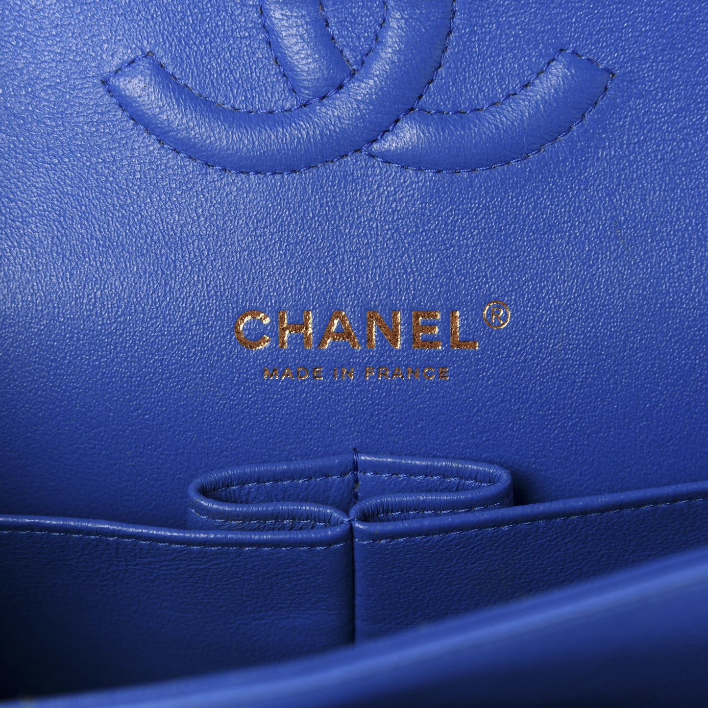 Lambskin Quilted Medium Double Flap Blue
