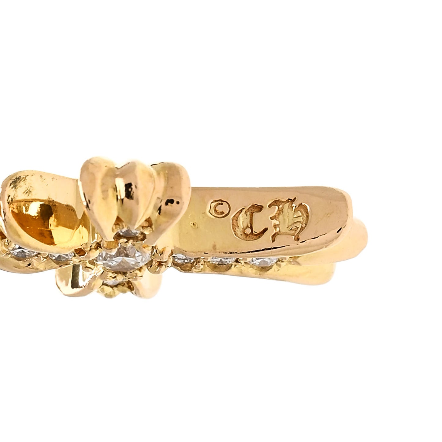 22K Yellow Gold Diamond Baby Fat Cross Pave Pendant