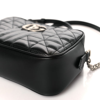 Gucci Calfskin Matelasse Aria Small GG Marmont Chain Shoulder Bag Black 9 of 9