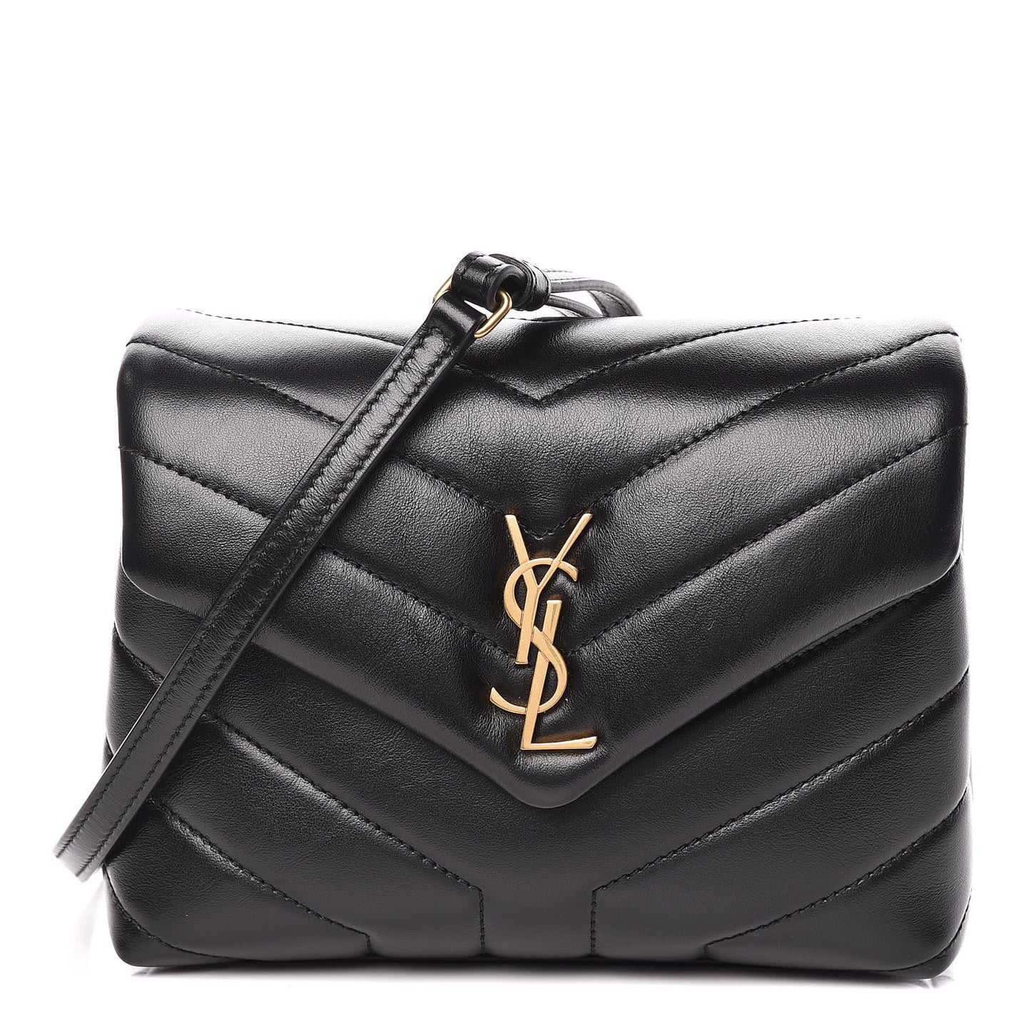 Calfskin Y Quilted Monogram Toy Loulou Crossbody Bag Black