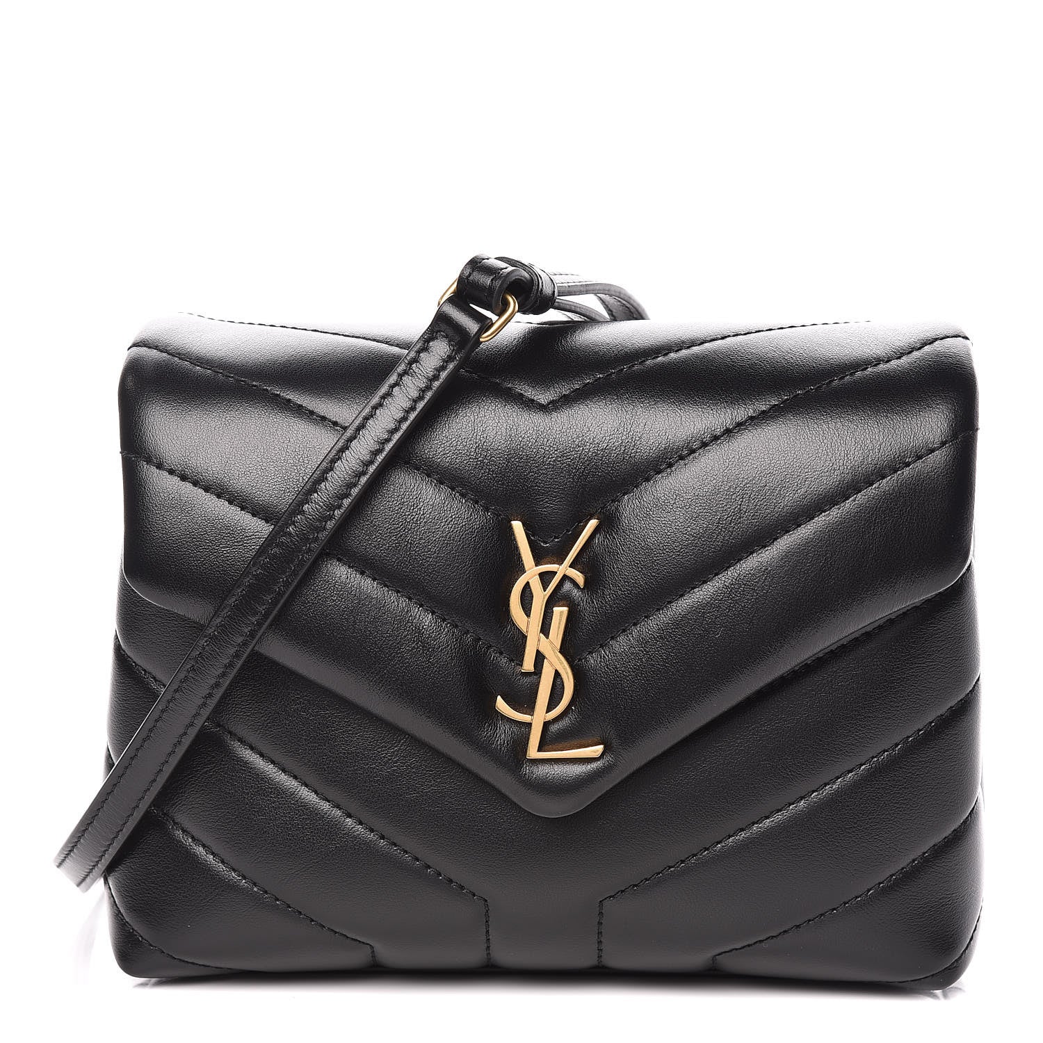 Saint Laurent Calfskin Y Quilted Monogram Toy Loulou Crossbody Bag Black 1 of 10
