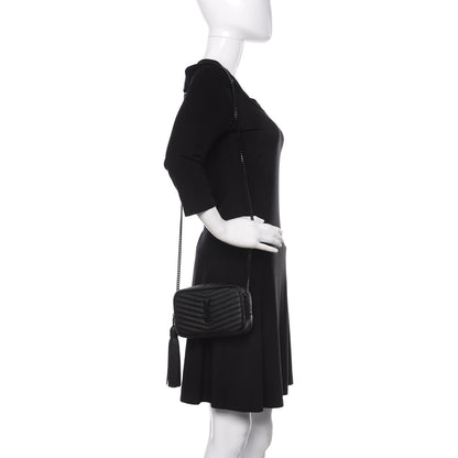 Saint Laurent Grain De Poudre Matelasse Monogram Mini Lou Camera Bag Black 2 of 10