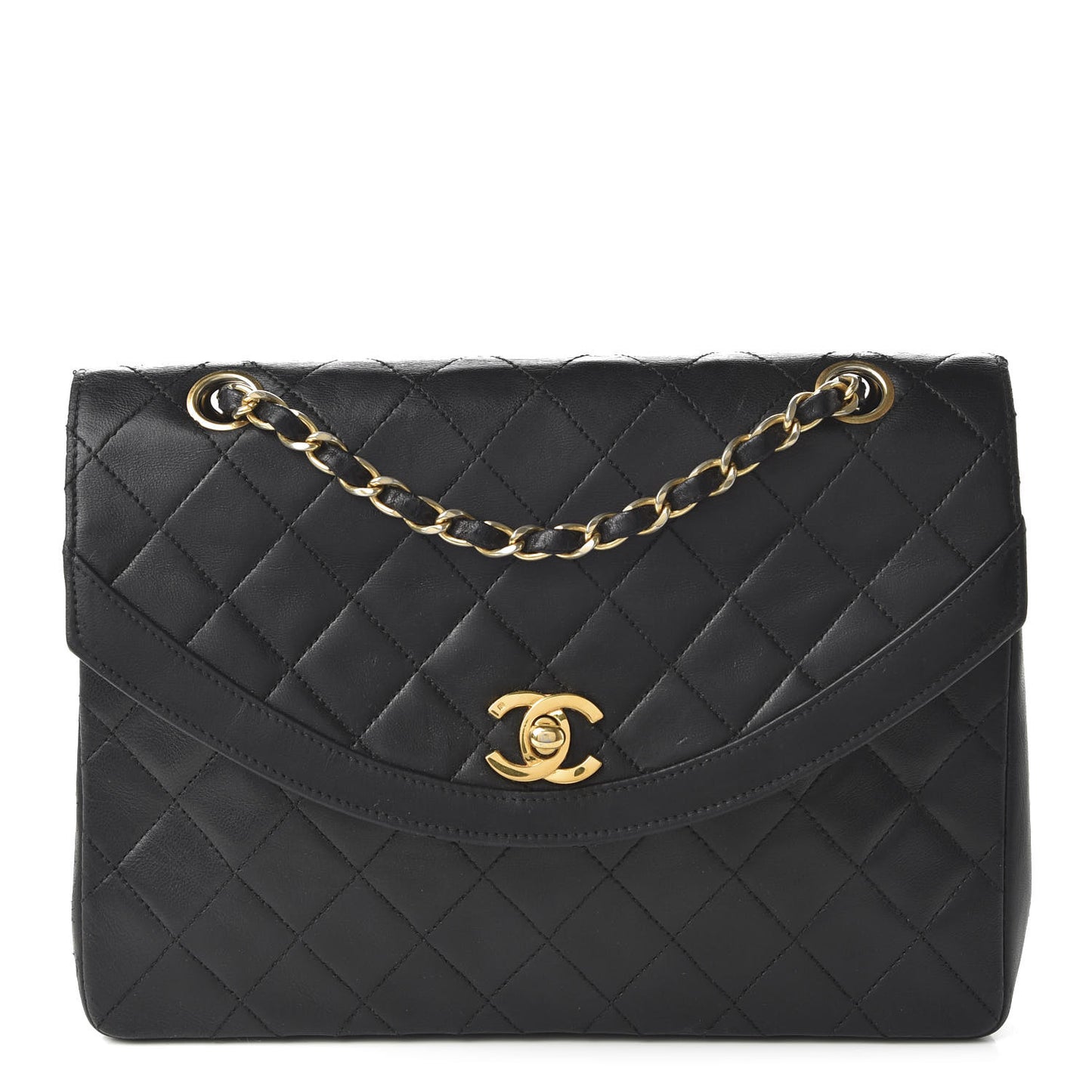 Lambskin Quilted Medium Single Flap Black
