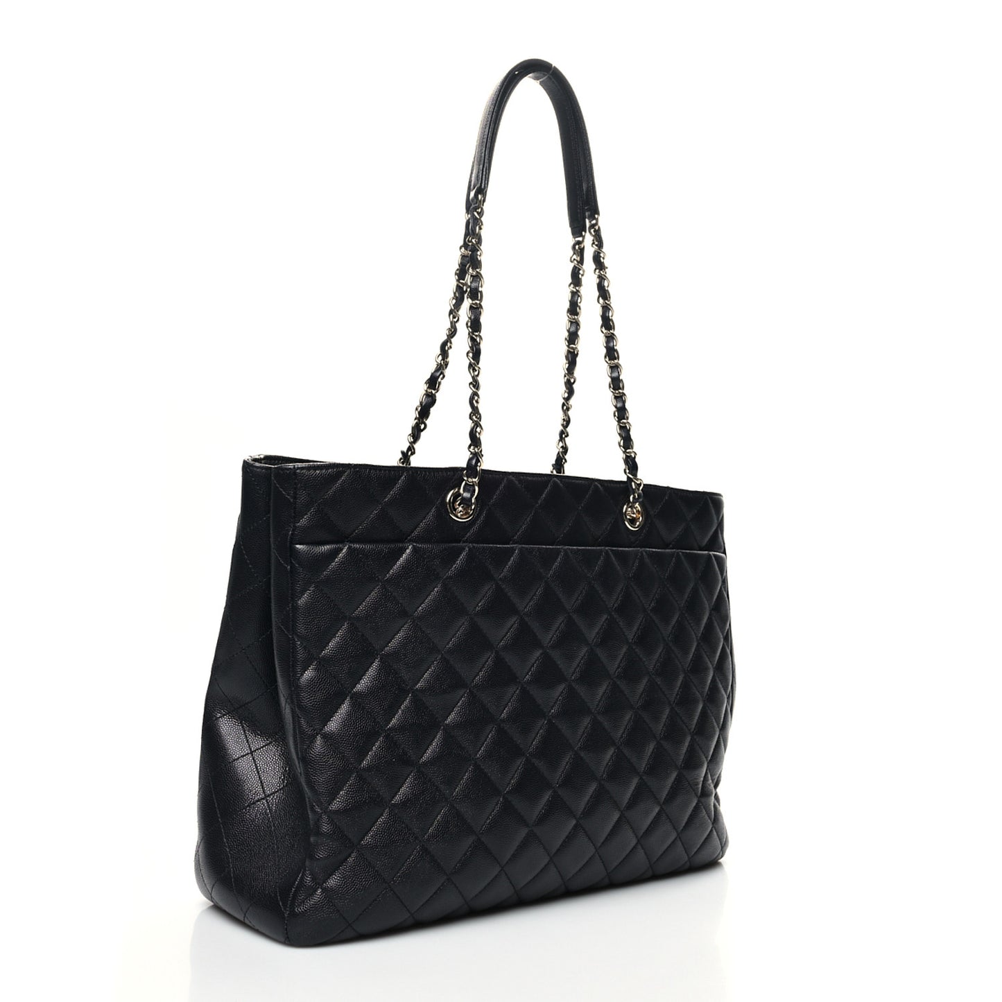 Caviar Quilted Large CC Shopping Tote Navy