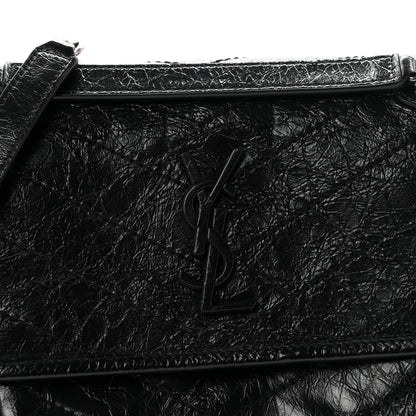 Saint Laurent Crinkled Calfskin Matelasse Monogram Baby Niki Chain Satchel Black 8 of 11