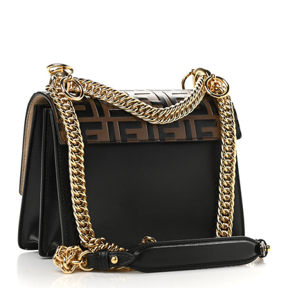 Fendi Vitello Liberty Bi-Color FF 1974 Embossed Small Kan I Shoulder Bag Black Maya 3 of 9