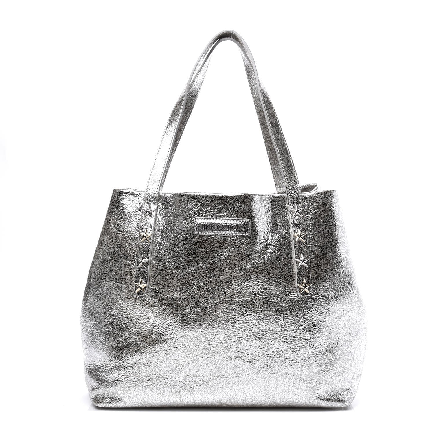 Chanel JIMMY CHOO Metallic Calfskin Sofia Shoulder Bag Silver 1 of 9