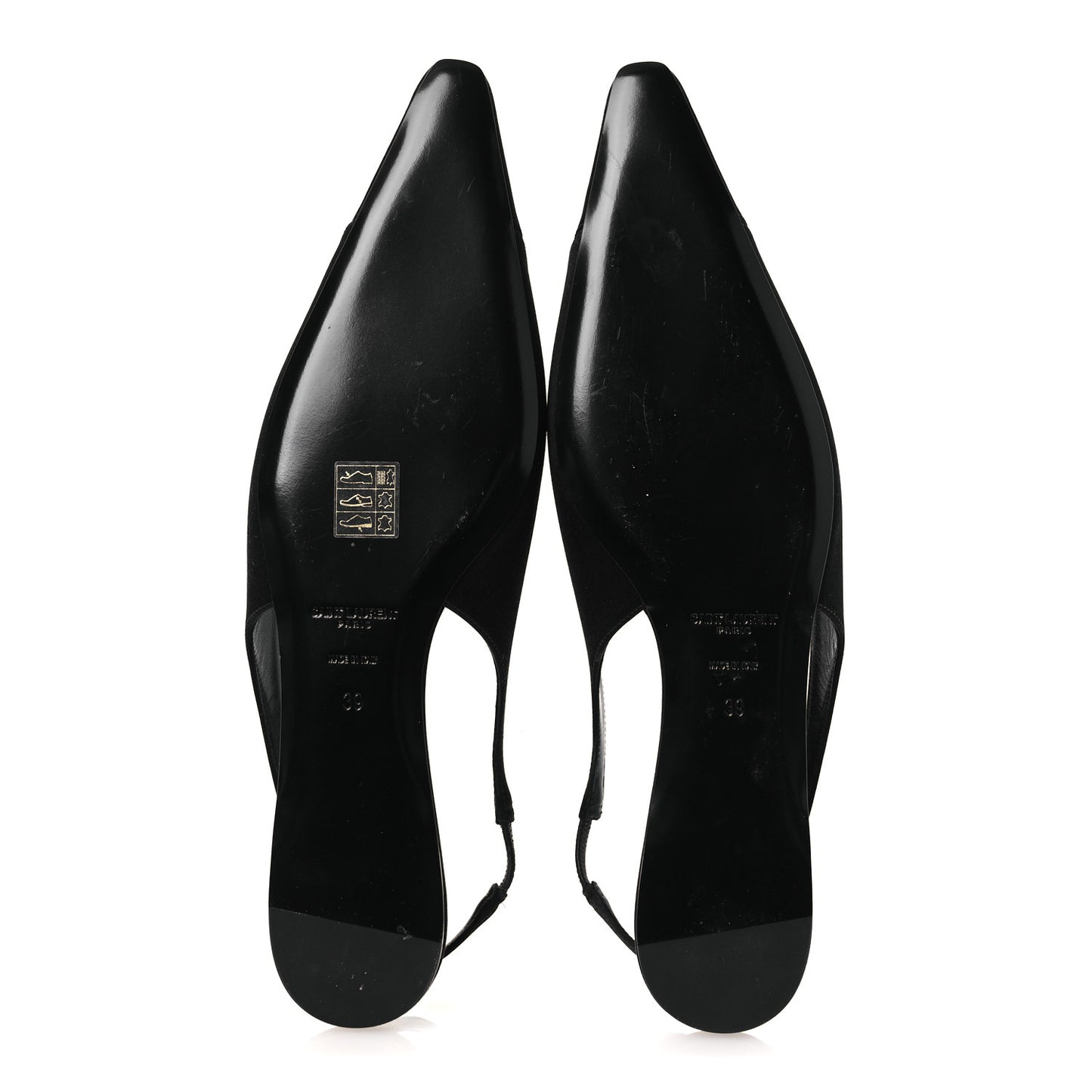 Satin Crepe Babylone Slingback Flats 39 Black