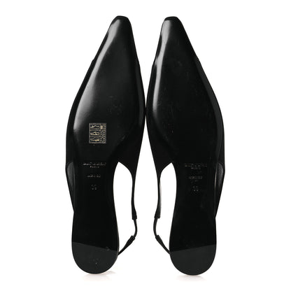 Saint Laurent Satin Crepe Babylone Slingback Flats 39 Black 7 of 12