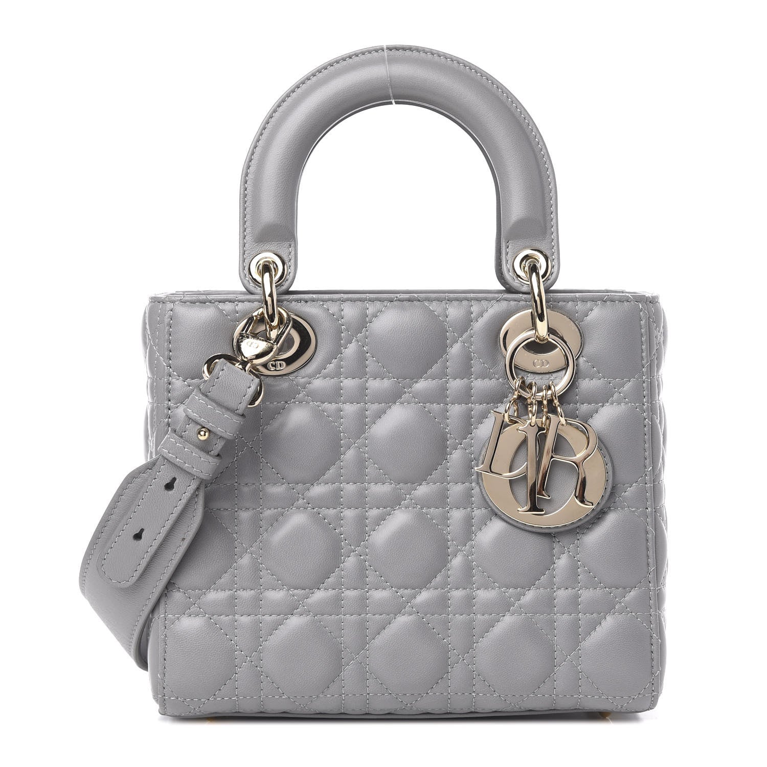 Christian Dior Lambskin Cannage Small Lucky Badges My Lady Dior Grey 1 of 13