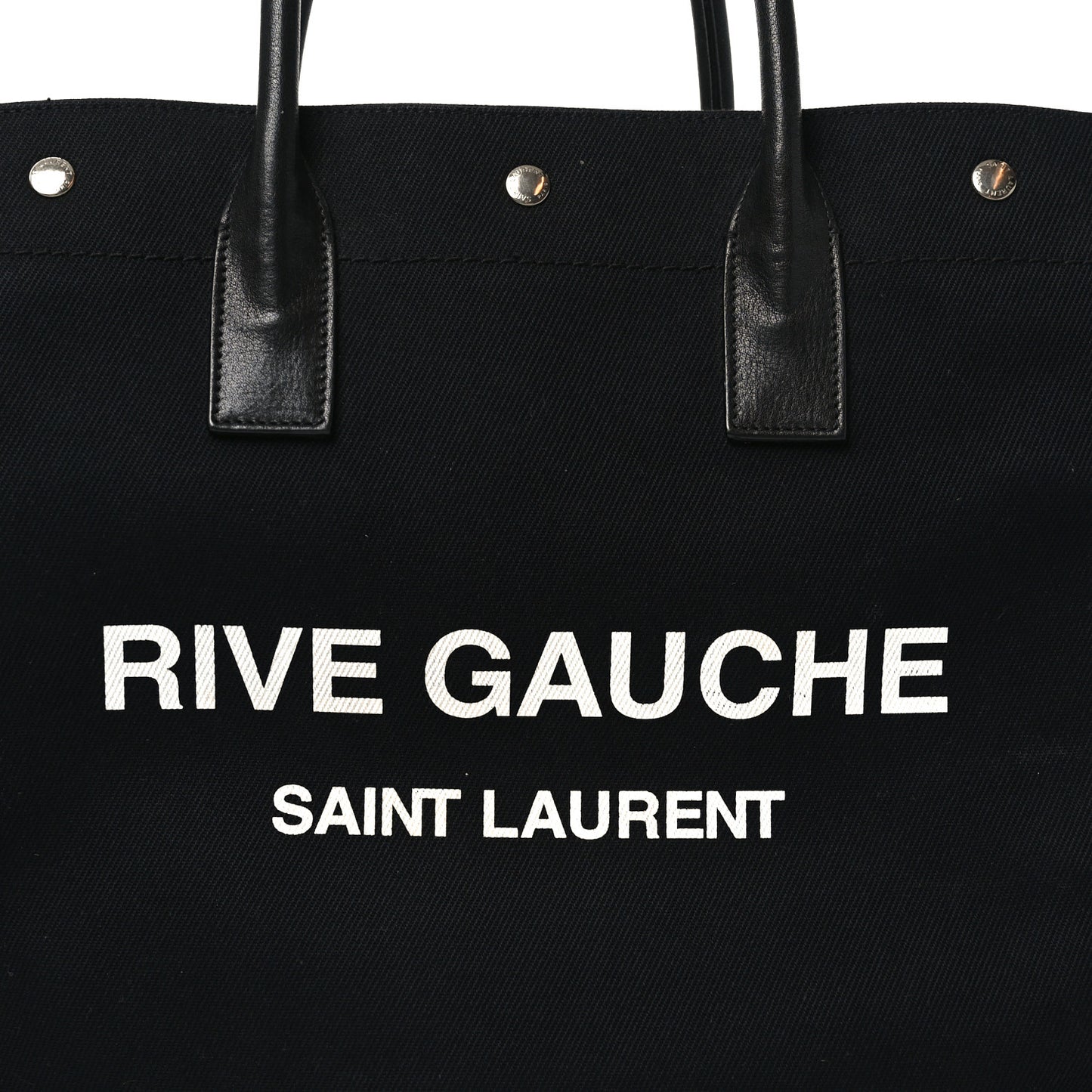 Linen Calfskin Rive Gauche North South Tote Black