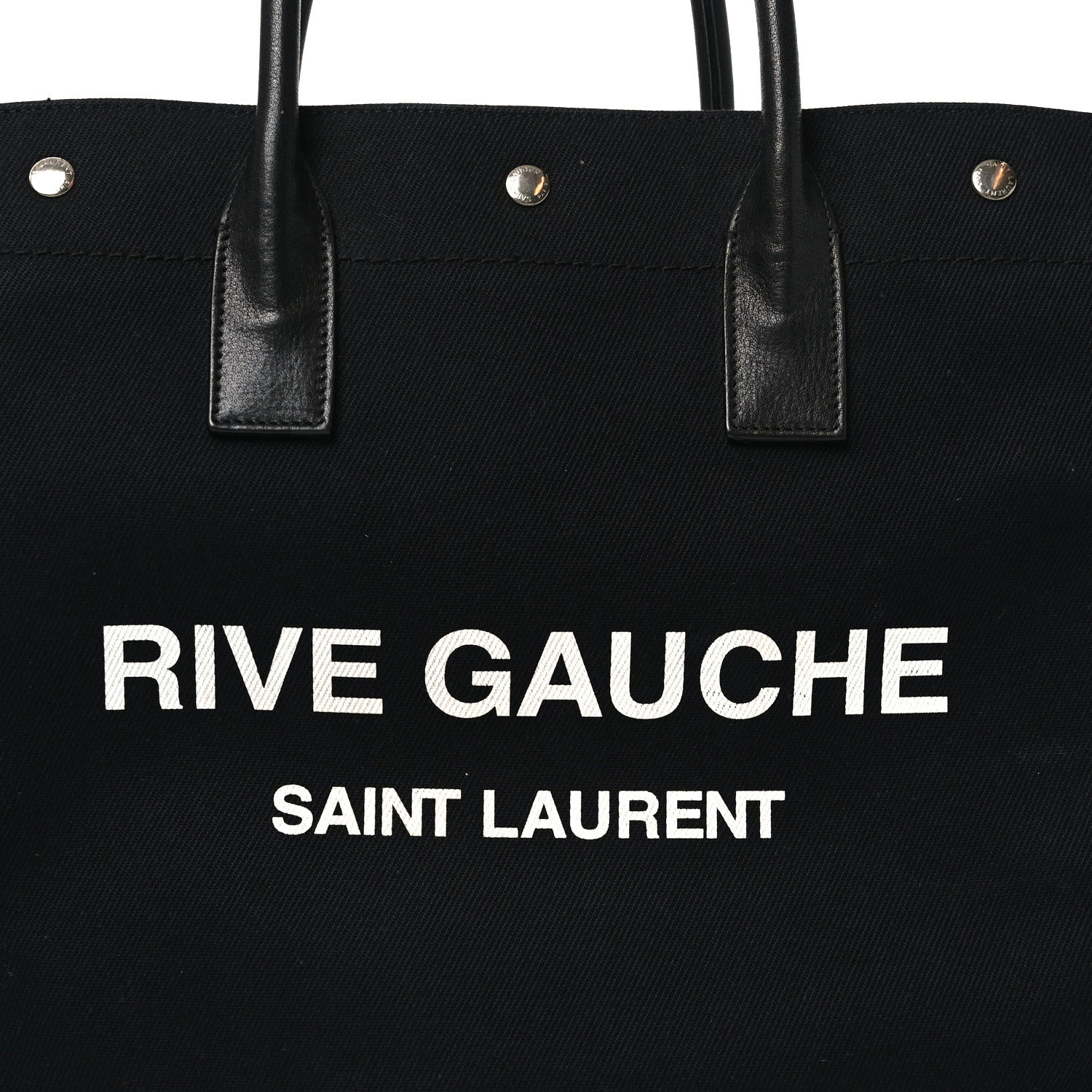 Saint Laurent Linen Calfskin Rive Gauche North South Tote Black 8 of 11
