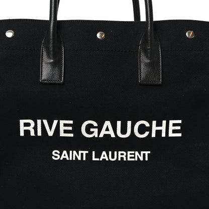 Saint Laurent Linen Calfskin Rive Gauche North South Tote Black 8 of 11