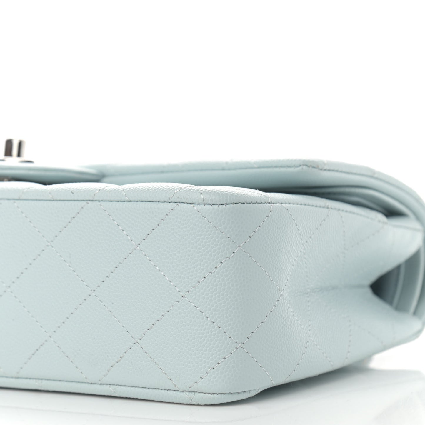 Caviar Quilted Medium Double Flap Light Blue