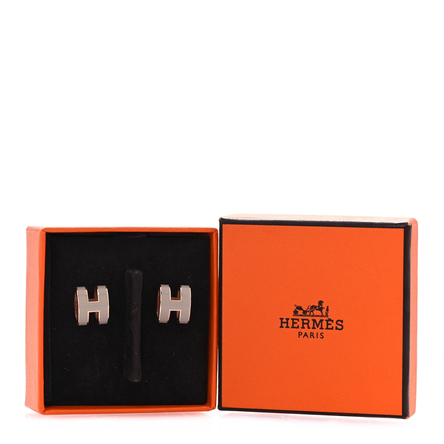 Rose Gold Lacquered Pop H Earrings Marron Glace