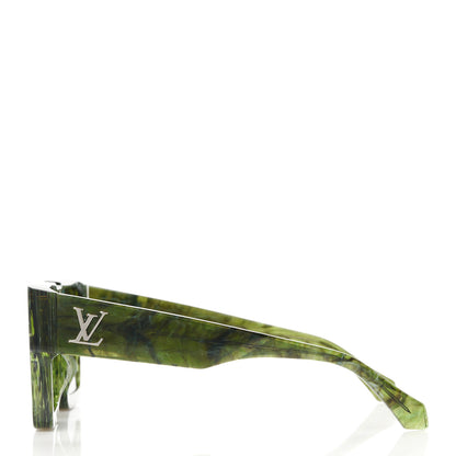 Louis Vuitton Acetate Marble Effect Swarovski Cyclone Sunglasses Z1552W Green 3 of 8