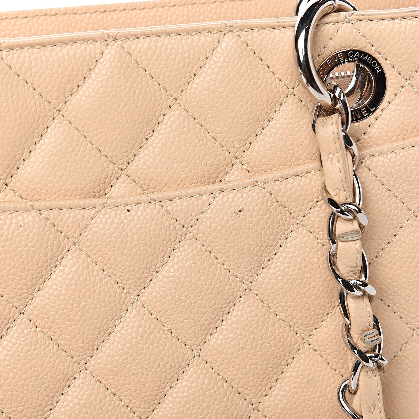 Caviar Quilted Grand Shopping Tote GST Beige Clair