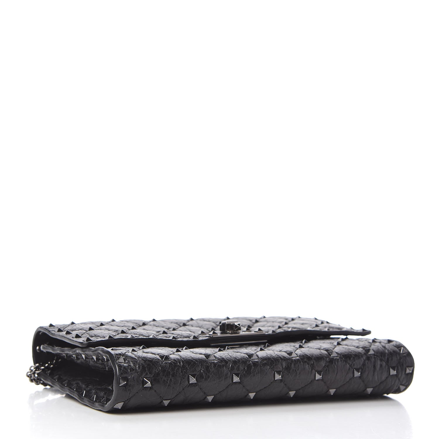 Valentino Garavani Craquele Nappa Rockstud Spike Wallet on Chain Black 4 of 10