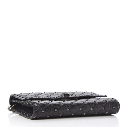 Valentino Garavani Craquele Nappa Rockstud Spike Wallet on Chain Black 4 of 10