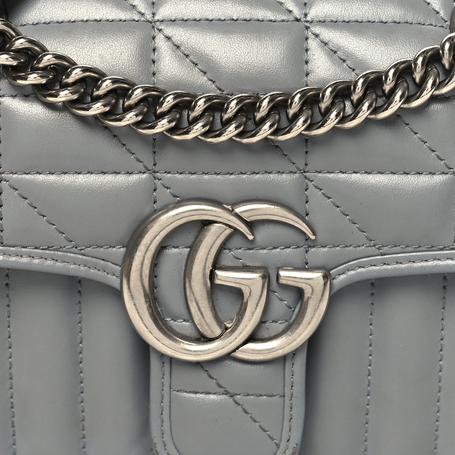 Gucci Calfskin Matelasse Aria Mini GG Marmont Shoulder Bag Deep Grey 8 of 13