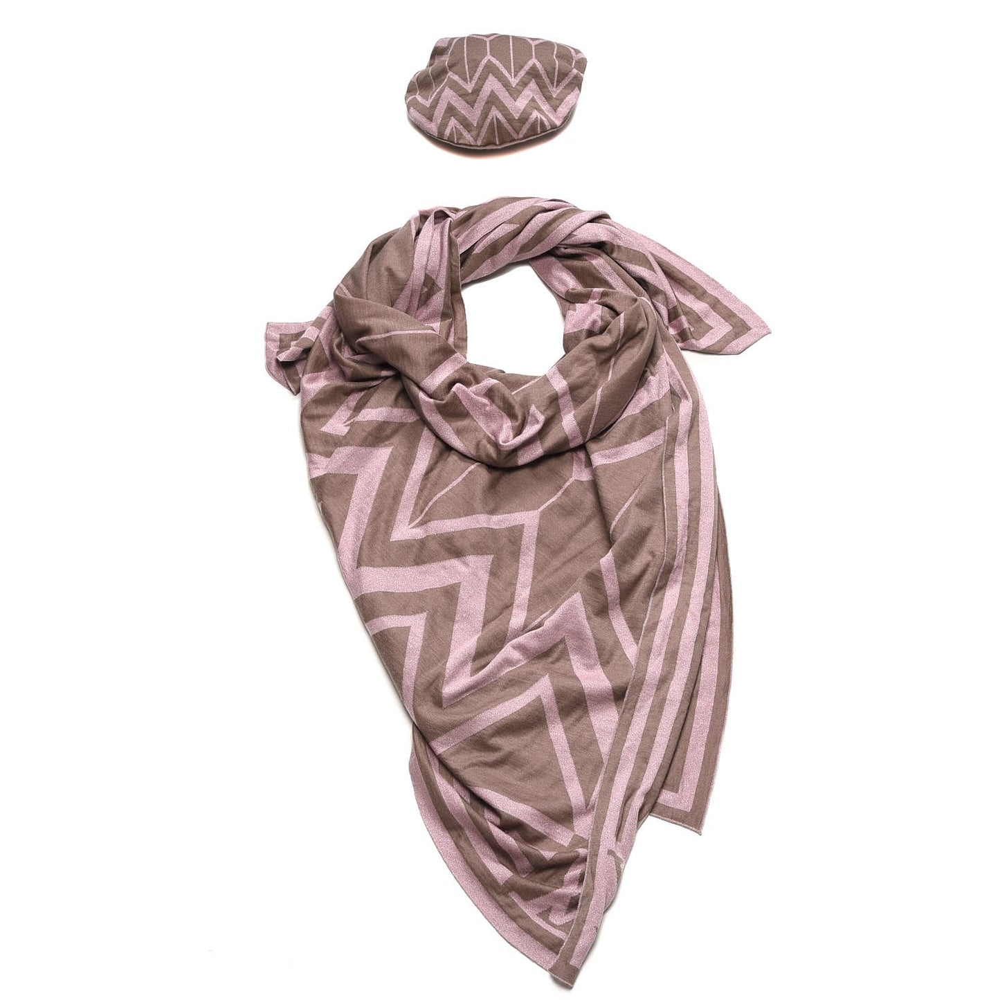 Cashmere Silk Shawl Beret Hat Set