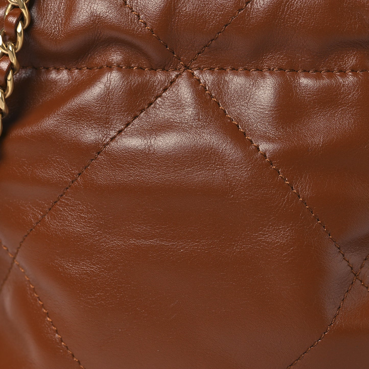 Shiny Calfskin Quilted Mini Chanel 22 Light Brown