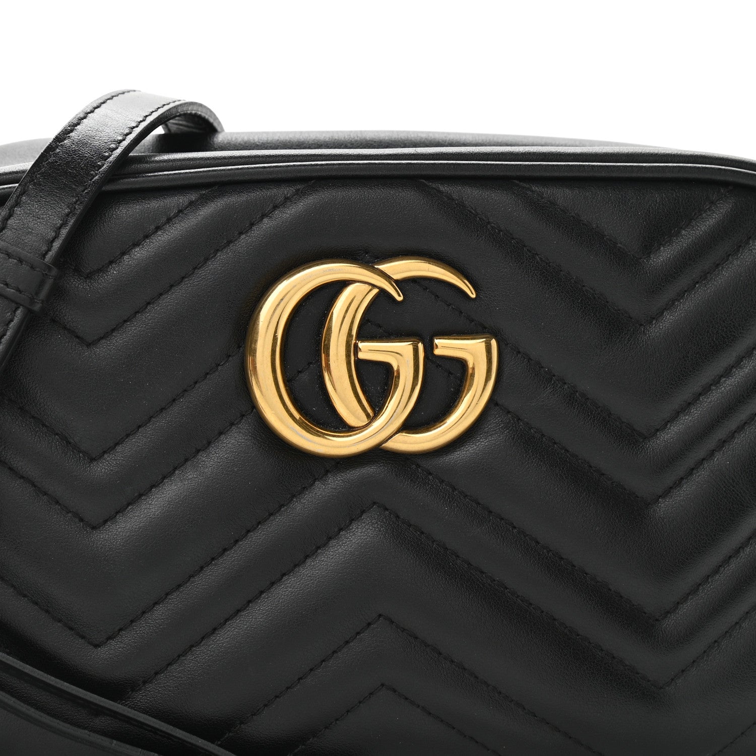 Gucci Calfskin Matelasse Small GG Marmont Chain Shoulder Bag Black 8 of 10