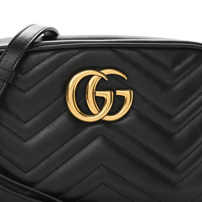 Gucci Calfskin Matelasse Small GG Marmont Chain Shoulder Bag Black 8 of 10