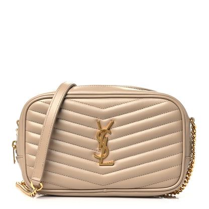 Saint Laurent Calfskin Matelasse Monogram Mini Lou Camera Bag Dark Beige 1 of 11