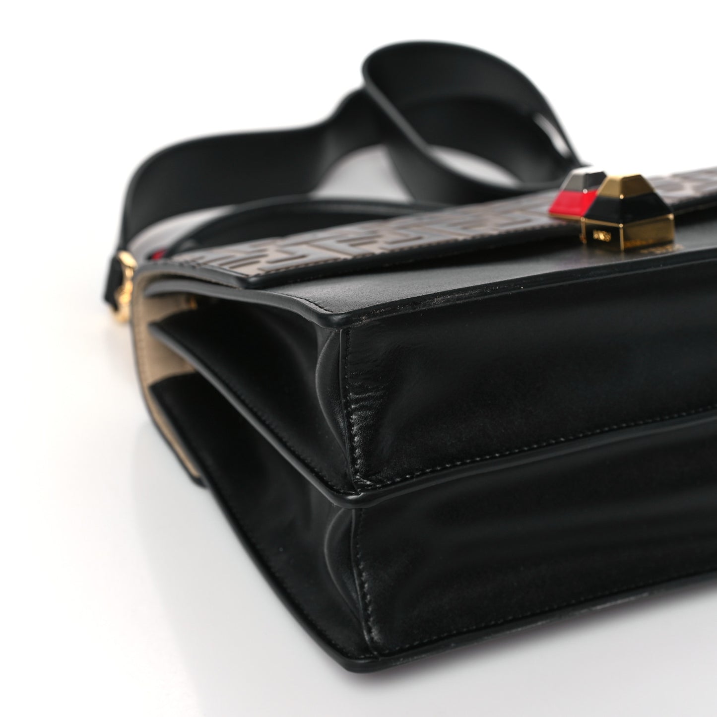 Vitello Liberty Bi-Color FF 1974 Embossed Kan I Shoulder Bag Black Maya