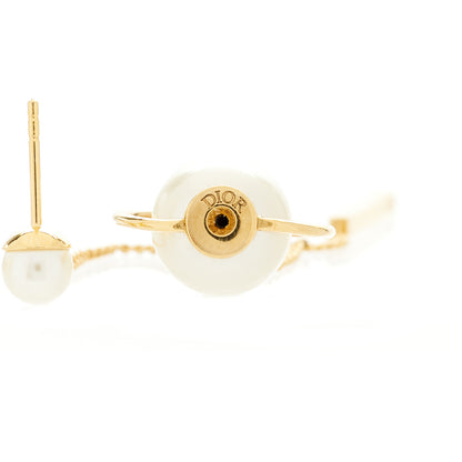 Christian Dior Pearl Tribales Dangle Chain Earrings Gold 3 of 5