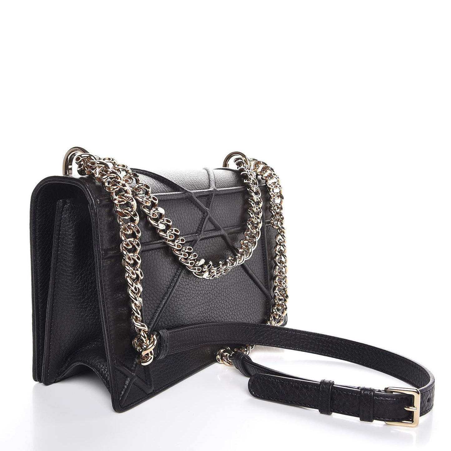 Grained Calfskin Medium Diorama Flap Bag Black
