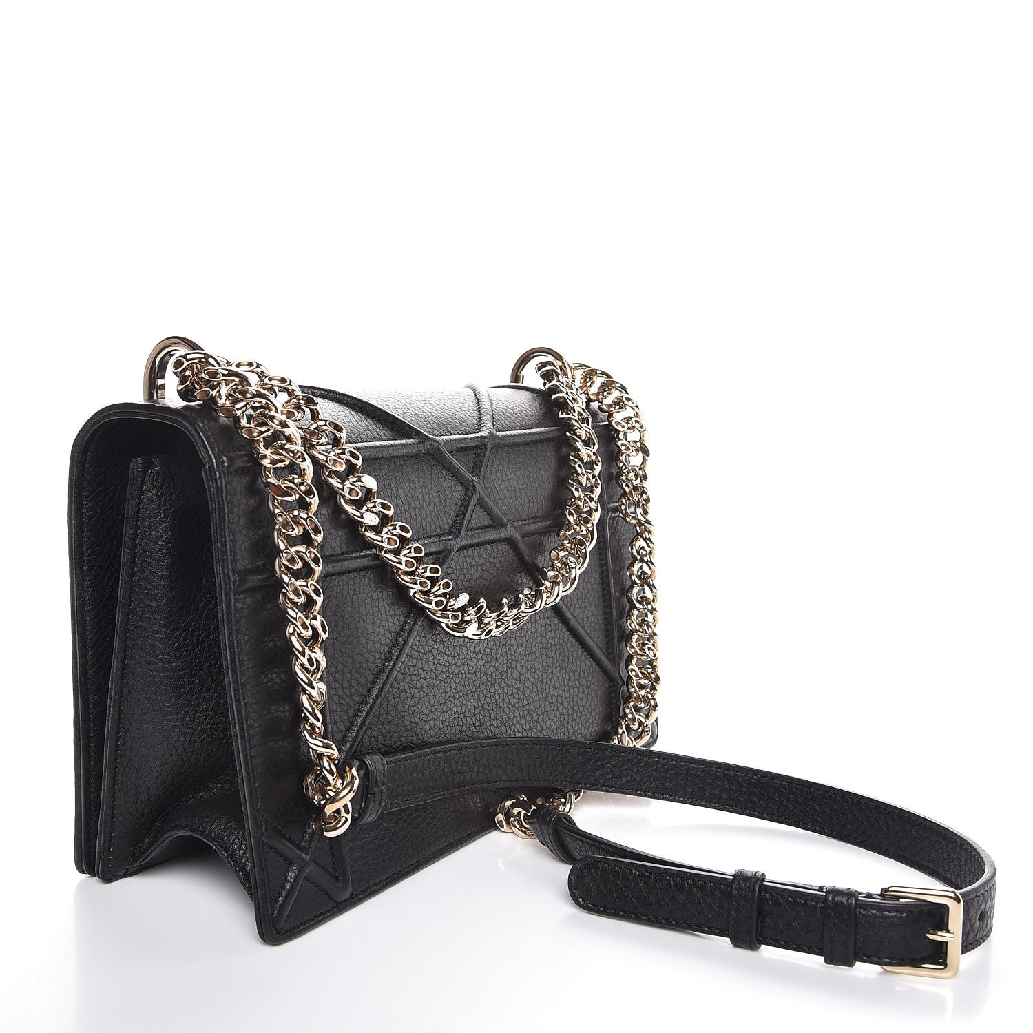 Christian Dior Grained Calfskin Medium Diorama Flap Bag Black 3 of 8