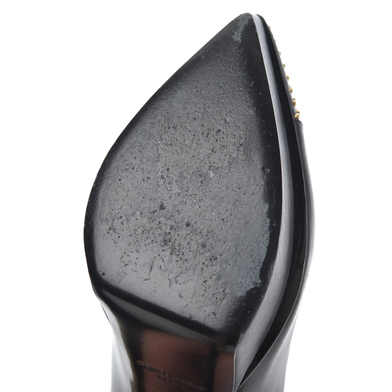Saint Laurent Calfskin Studded Cap Toe Janis 105 Platform Pumps 38 Black 19 of 25