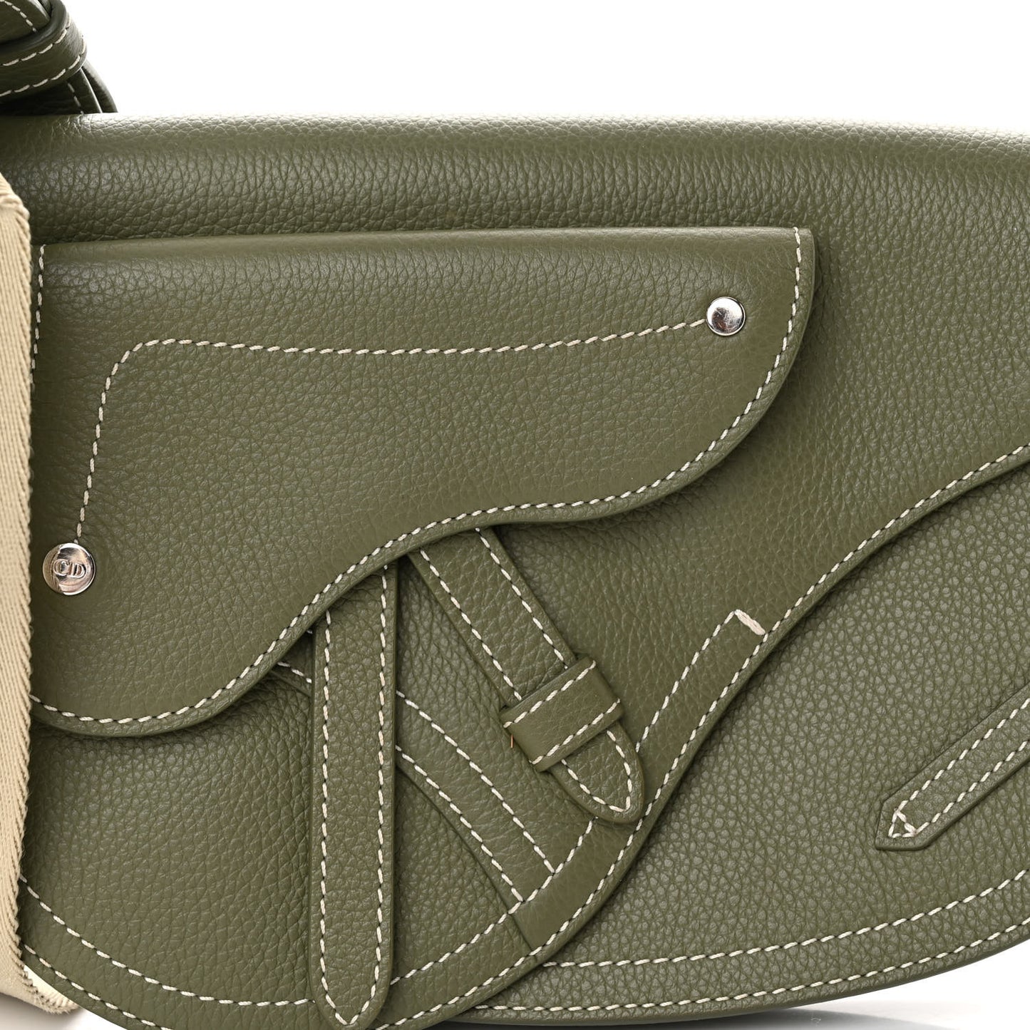 X KAWS Grained Calfskin Saddle Pouch Olive